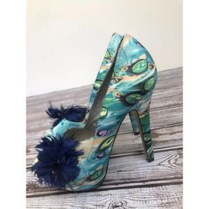 Mojo Moxy, Blue/ Teal multi Color Heels  #024-4